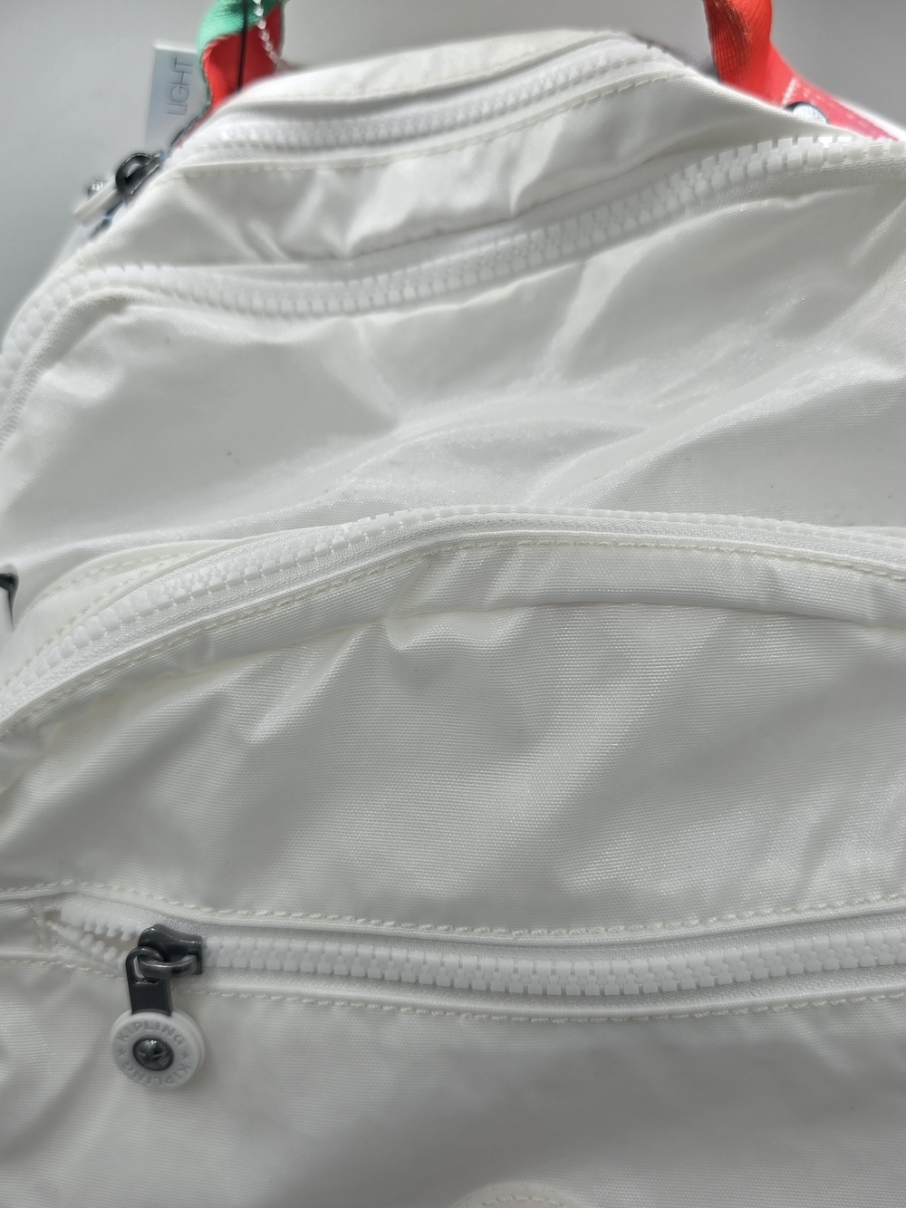 NWT Kipling White Backpack Rainbow Handle and Logo Trim School Hiking Laptop - Picture 3 of 6